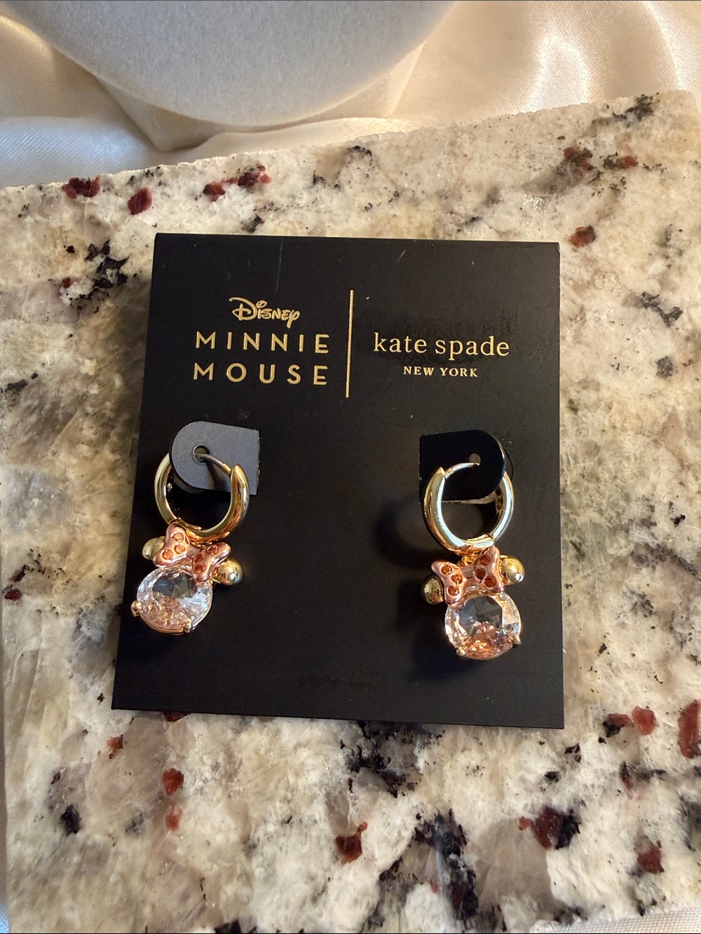 kate spade Pink & Gold Minnie Crystal Hoop Earrings